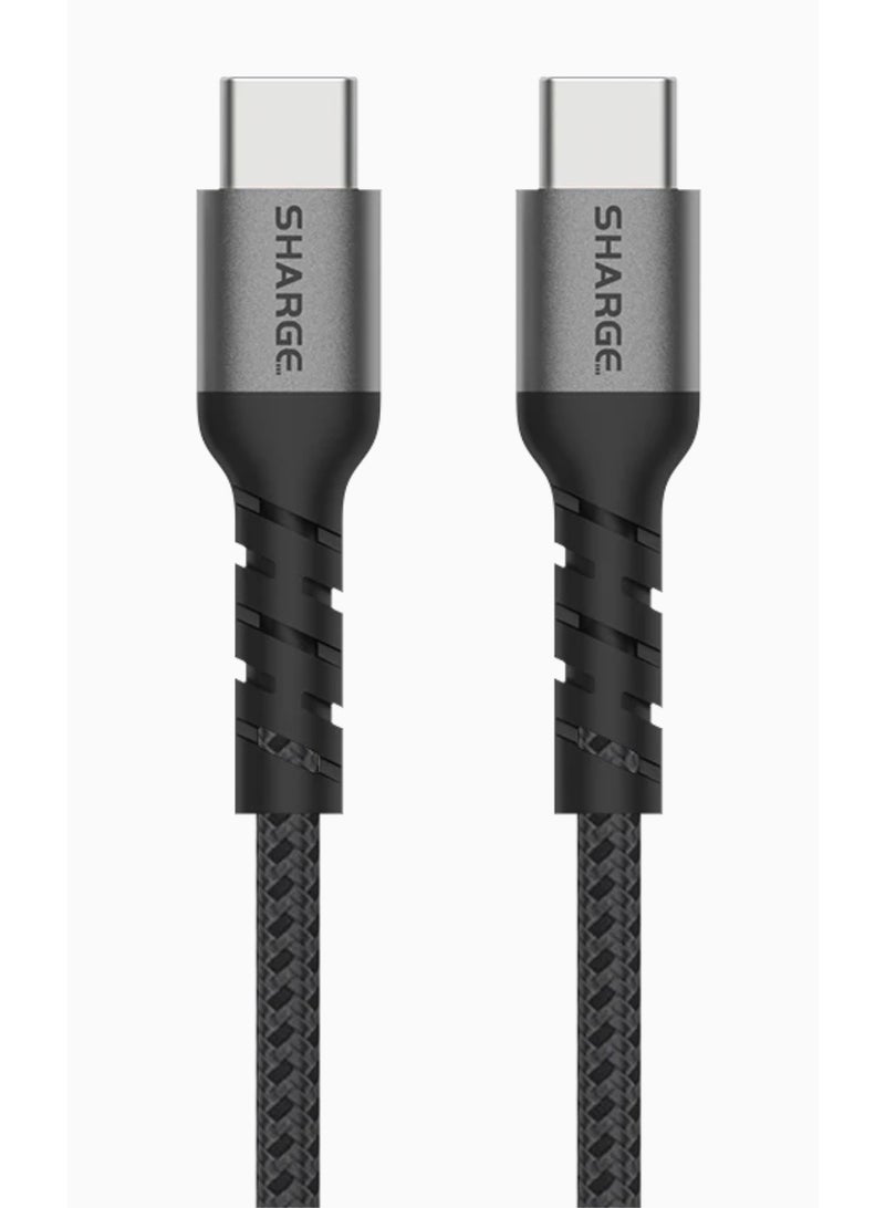 شارج كابل SHARGE SL105 المضفر من نوع USB-C إلى USB-C بقدرة 240 واط - شحن فائق السرعة بتقنية PD 3.1 ونقل بيانات بسرعة 480 ميجابت في الثانية، مصنوع من النايلون المتين، متوافق مع جميع منافذ USB-C - Image 1
